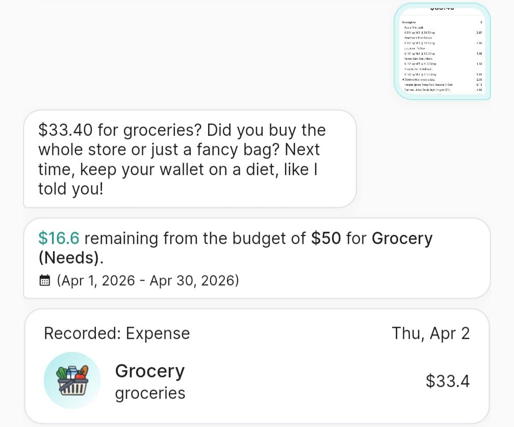 Chụp ảnh hóa đơn để Rolly tự nhận diện và phân loại